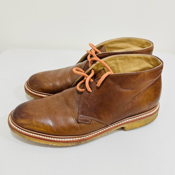 FRYE John Addison Men's Lace Up‎ Ankle Boots US 85D Cognac Leather Chukka Boot